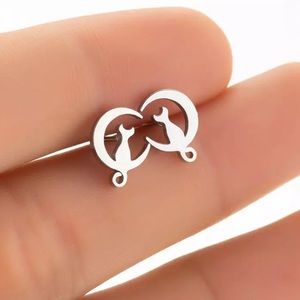 MOON CAT ♡ Stainless Steel Minimalist Stud Earrings